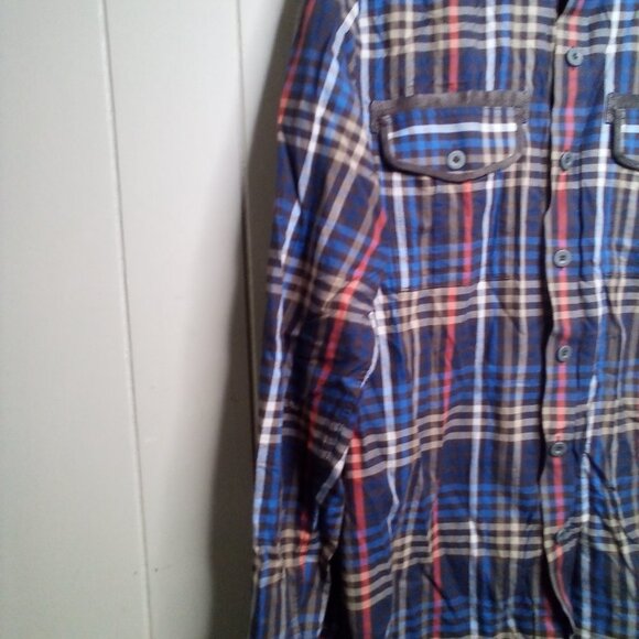 Sean John Button Up Shirt M Tailored Fit Long Sleeve Pockets Plaid - Picture 6 of 10